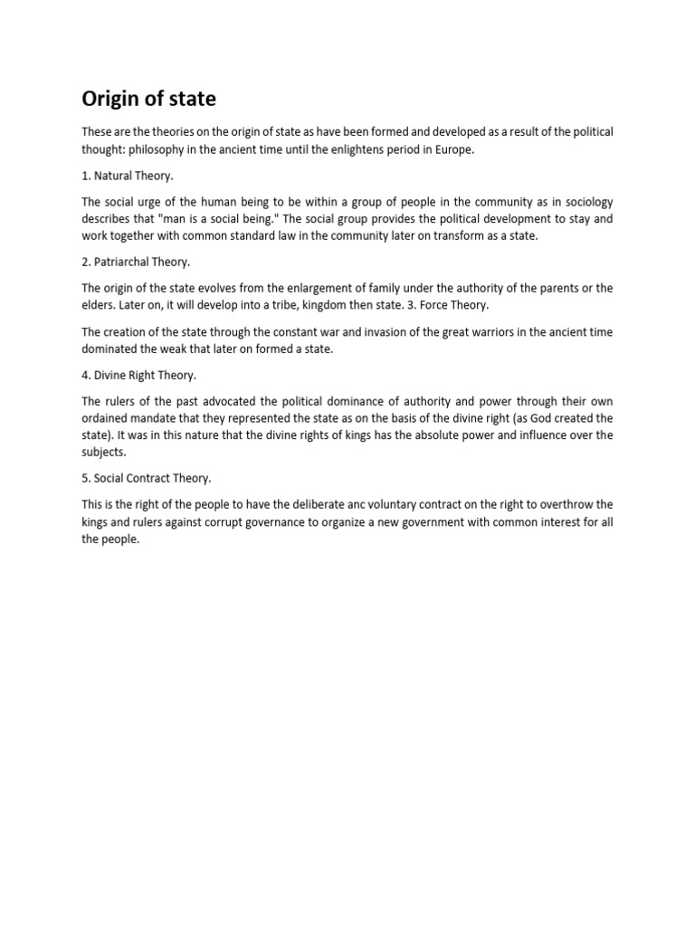 Theories on the Origin of State | PDF