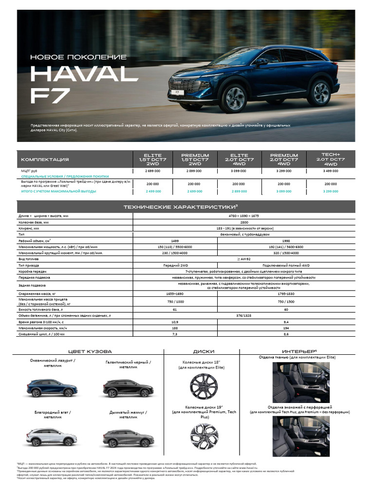 НОВЫЙ HAVAL F7 - price list - 830195018093157319 | PDF