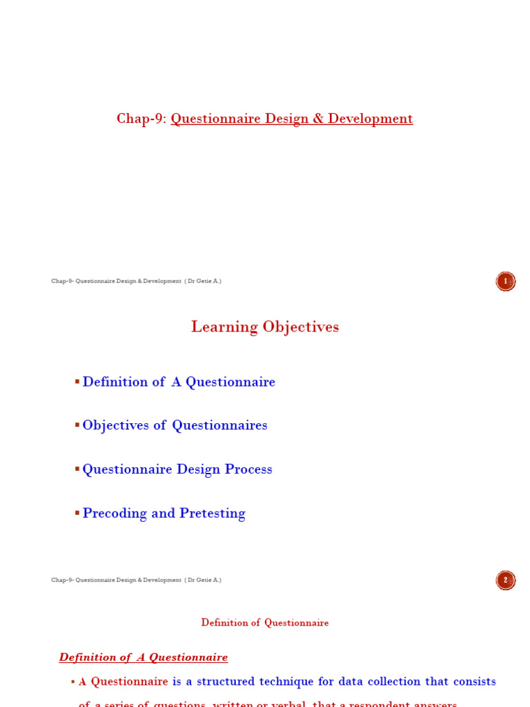 Chap-9-Questionnaire Design & Development | PDF | Questionnaire ...