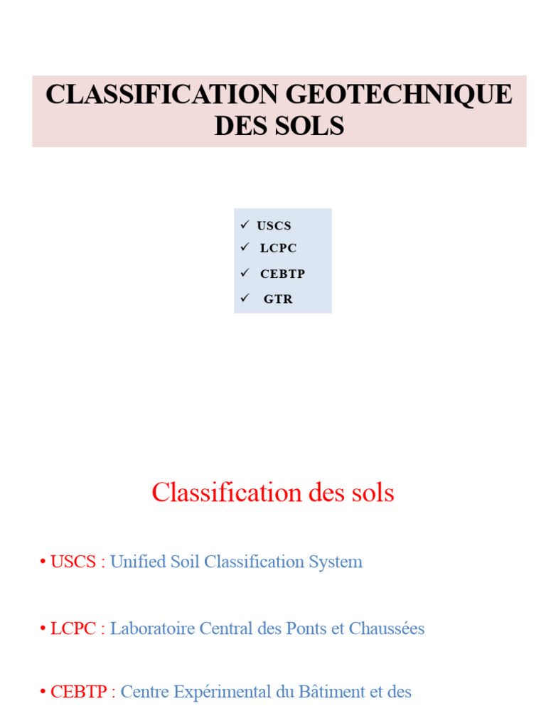 Classification géotechnique des sols | PDF | Sédimentologie | Matériaux ...