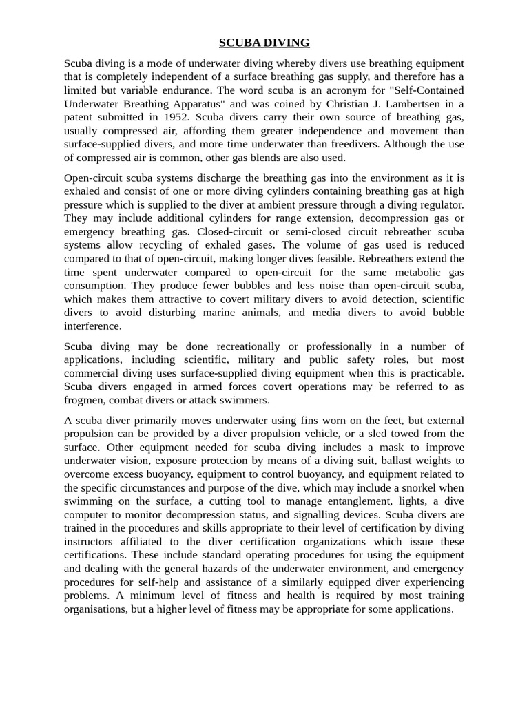 Scuba Diving Pdf Scuba Diving Underwater Diving