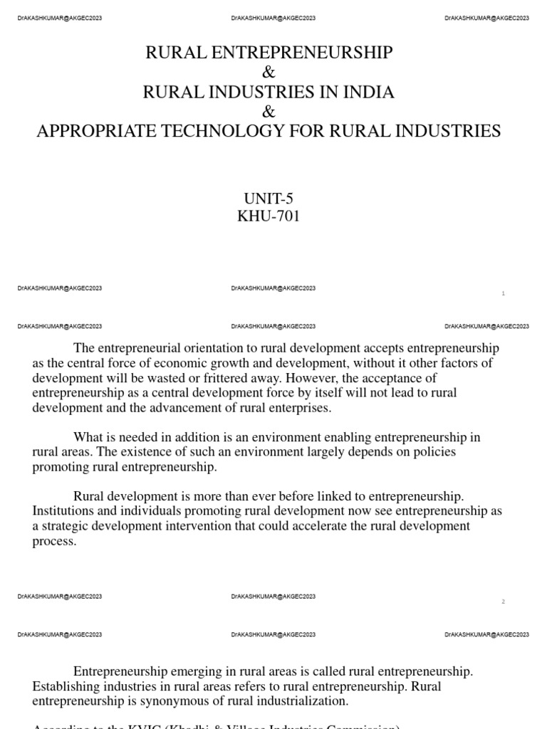 Rural Entrepreneurship and Industries in India | PDF | Entrepreneurship ...
