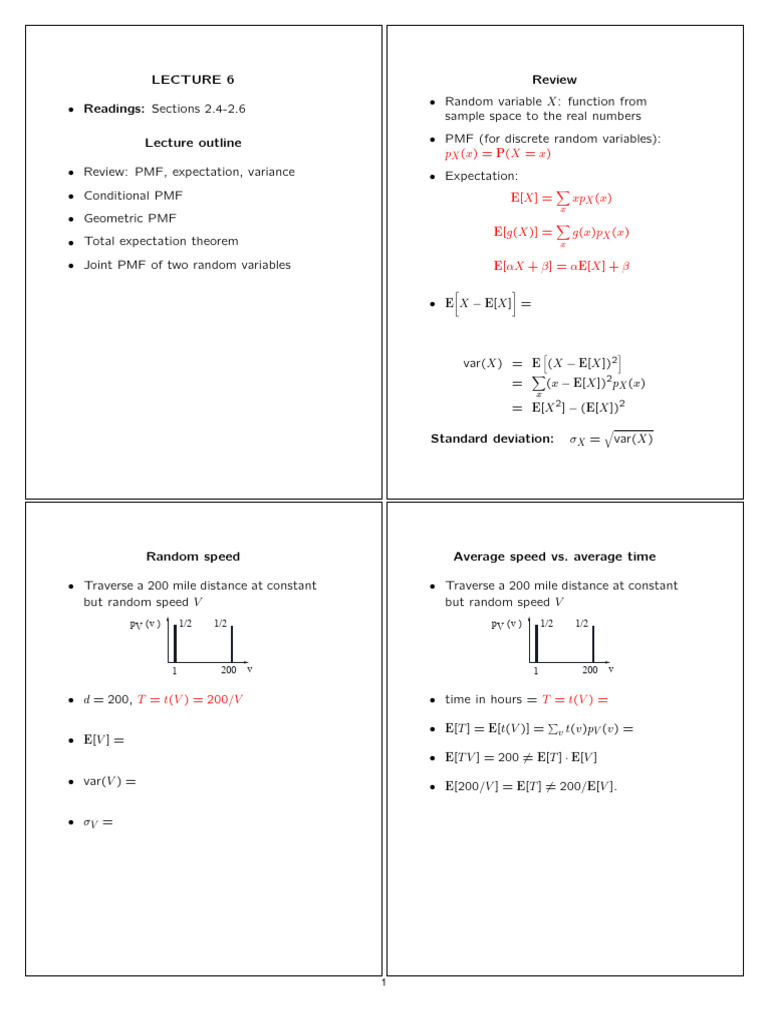 LECT 6 | PDF | Variance | Statistical Models