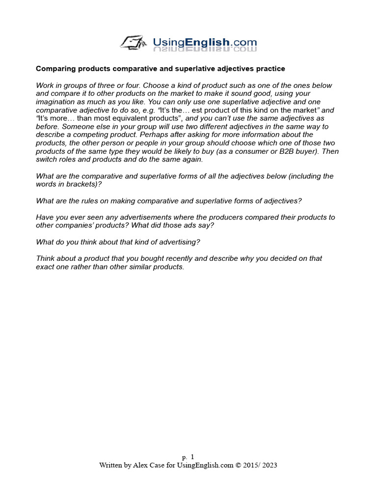 COMPARING PRODUCTS COMPARATIVE SUPERLATIVE visual data 3