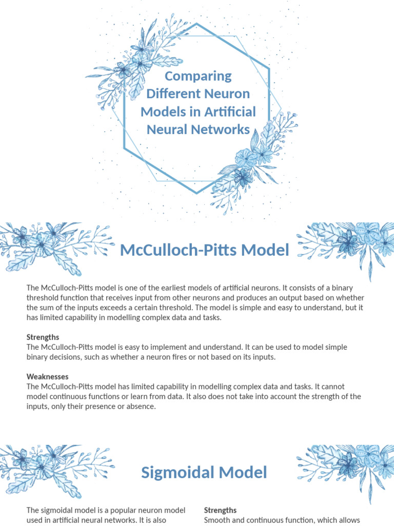 Comparing Different Neuron Models in Artificial Neural Networks | PDF ...