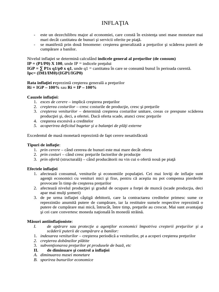 inflatia clasa a XI a | PDF