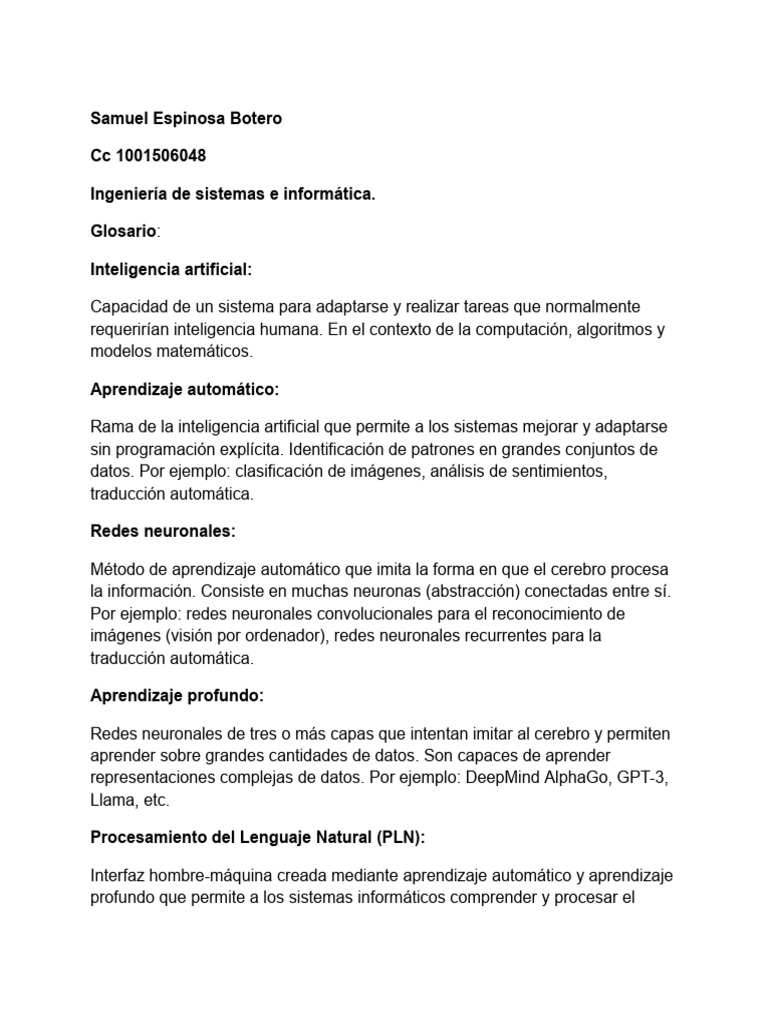 Glosario de Términos de IA | PDF | Inteligencia artificial ...