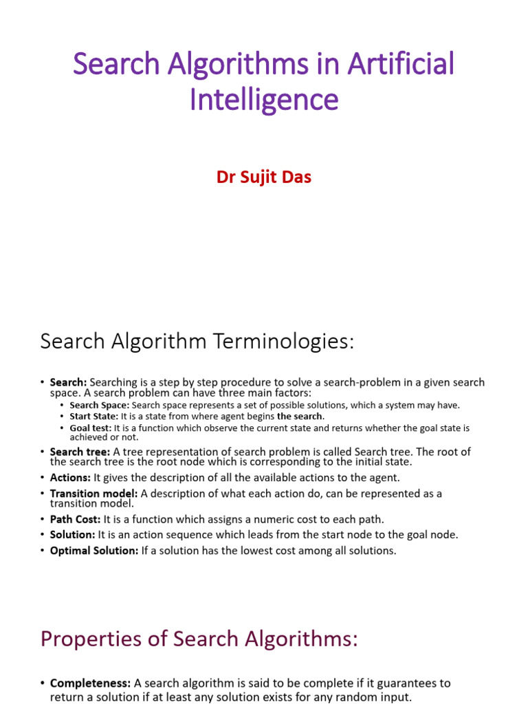 SD Search Algorithms in Artificial Intelligence | PDF | Computer ...