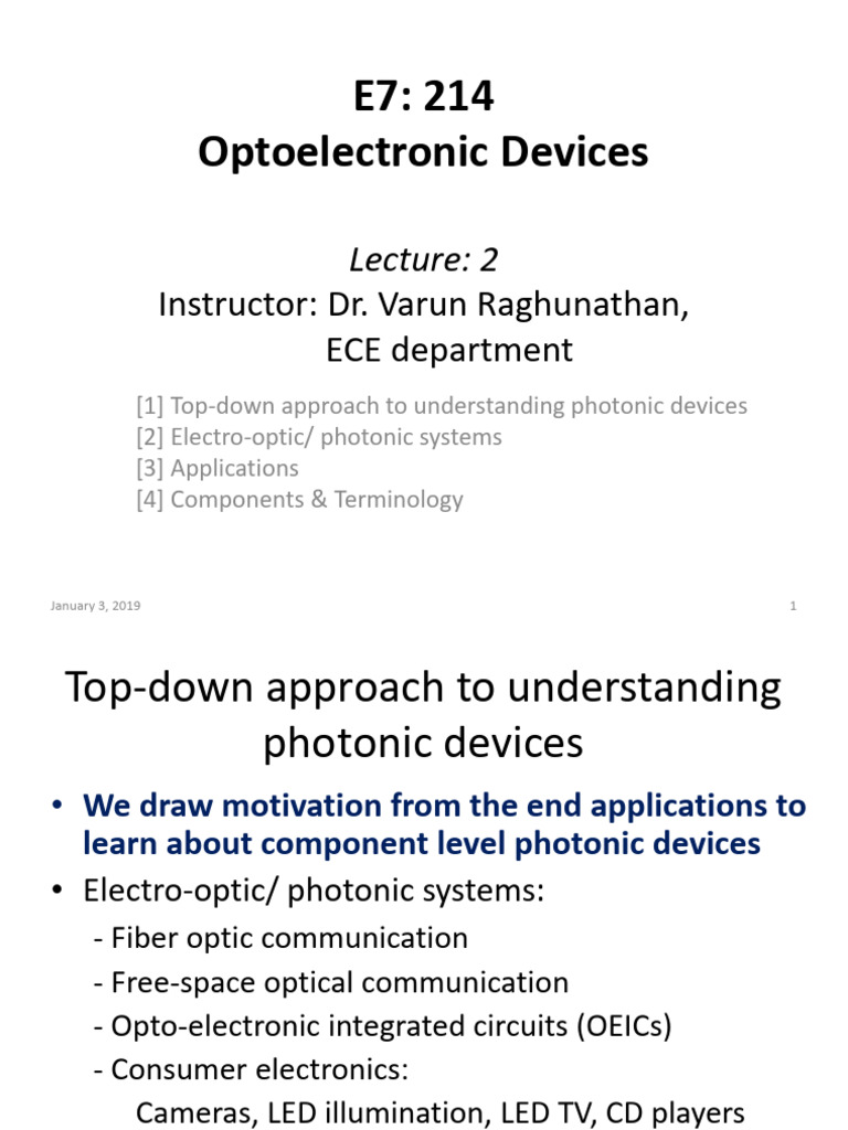Lecture 2 | PDF | Fiber Optic Communication | Light Emitting Diode
