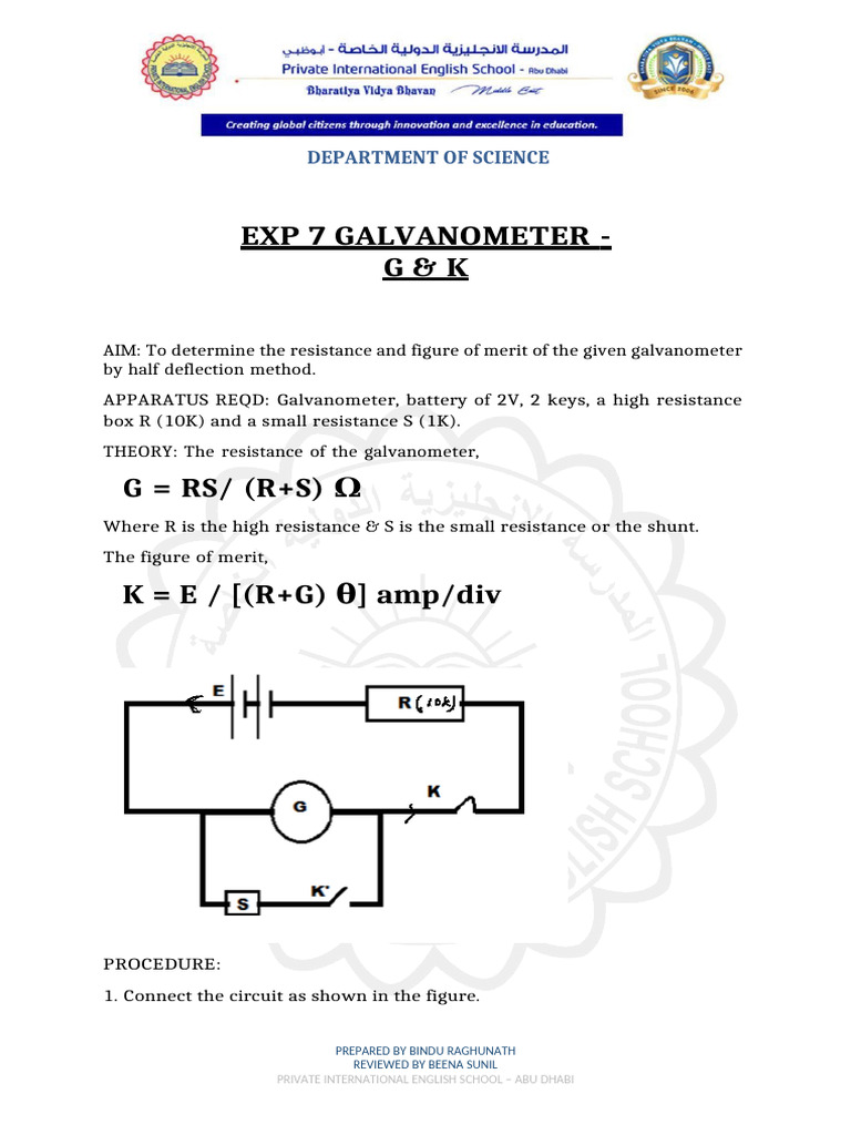 Galvanometer Resistance Lab Guide | PDF
