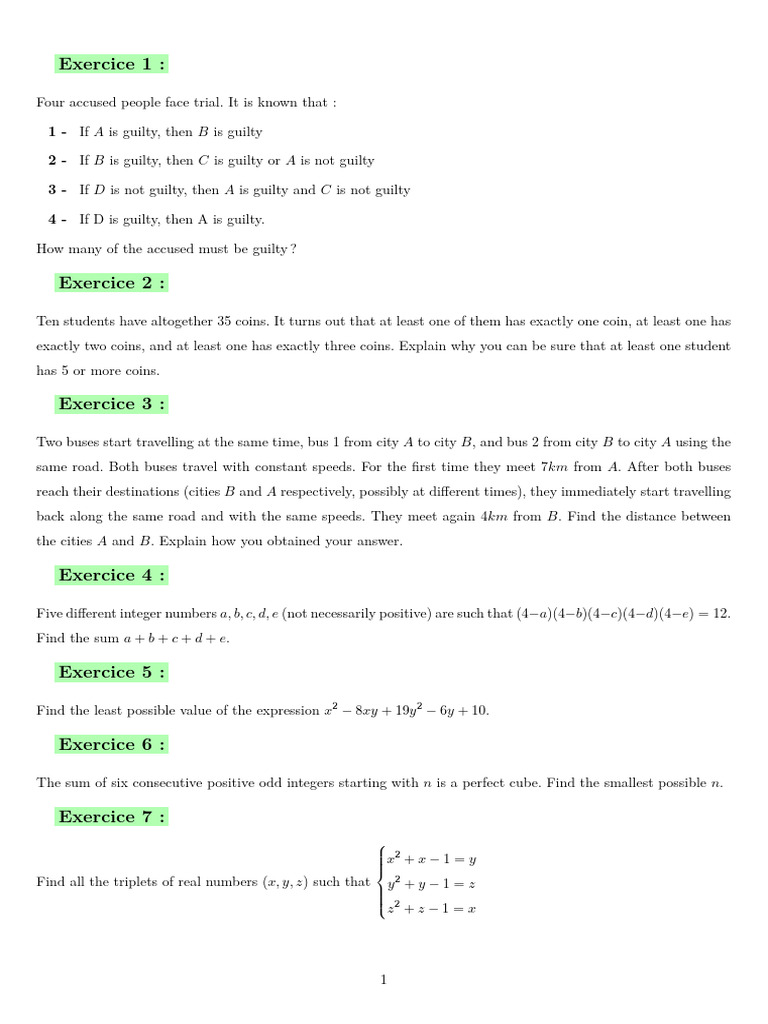 Math Problem Set with Solutions | PDF | Numbers | Mathematics