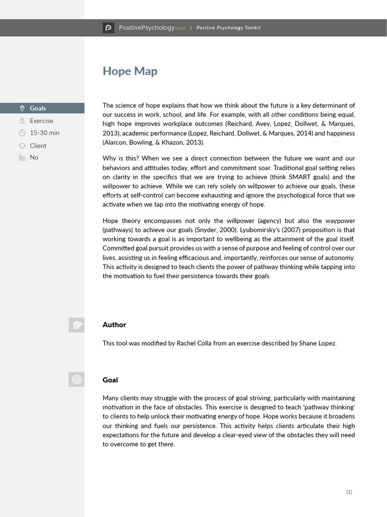 Hope Mapping for Goal Achievement | PDF | Goal | Hope