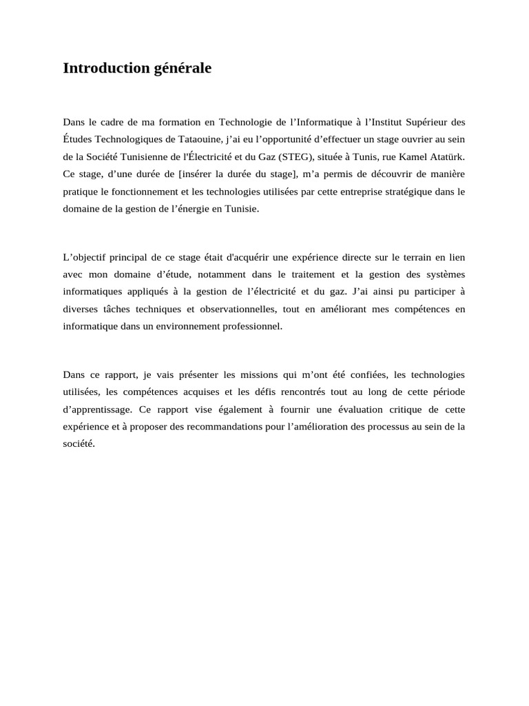 Stage à la STEG : Découverte et apprentissages | PDF | Énergie ...