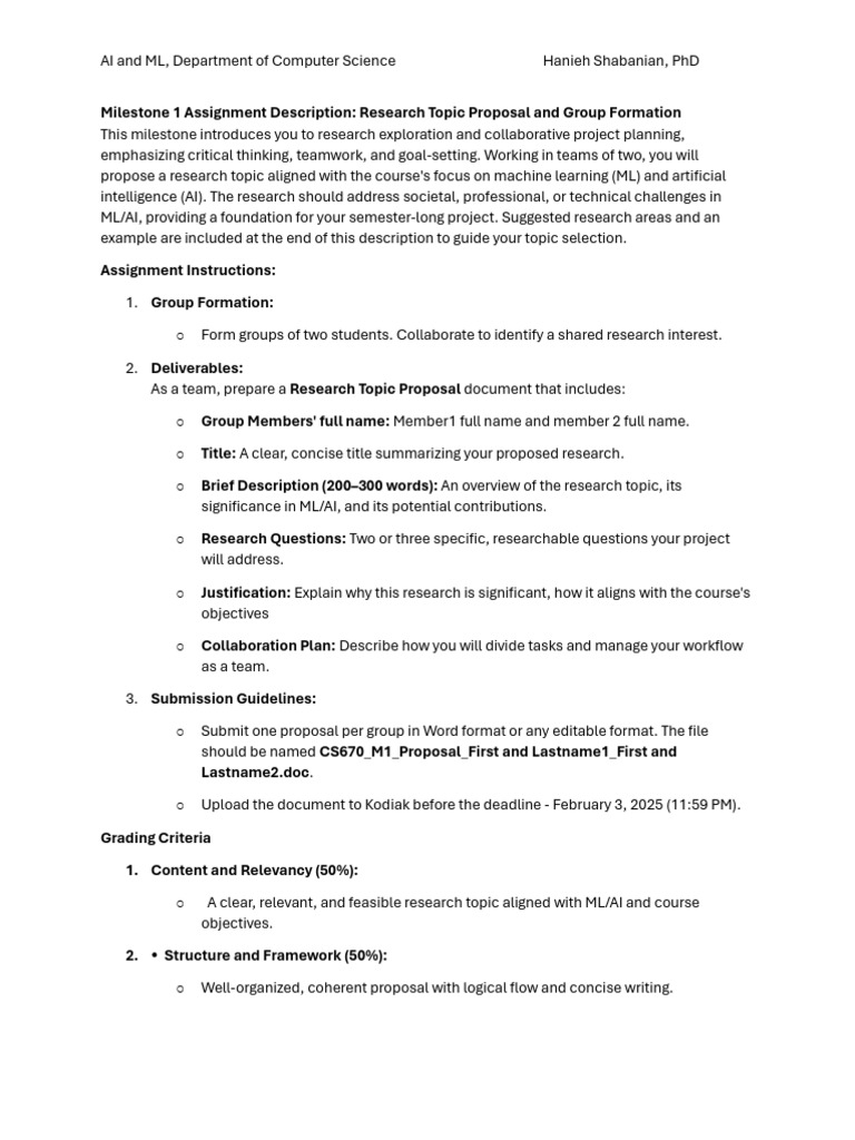 Research Proposal for AI/ML Project | PDF | Artificial Intelligence ...