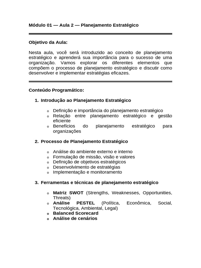 Introdução ao Planejamento Estratégico | PDF | Planejamento estratégico ...