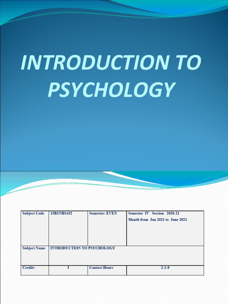 Introduction to Psychology Course Overview | PDF | Psychology | Experiment