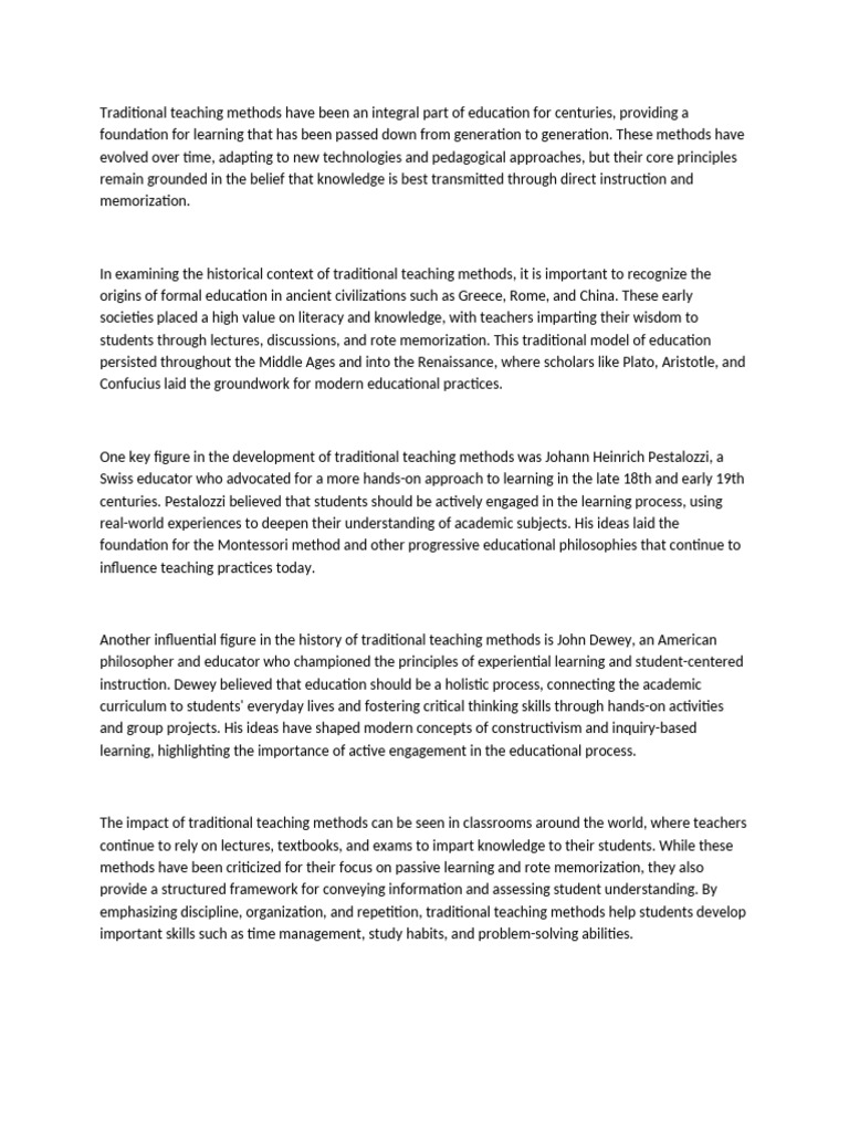 Evolution of Traditional Teaching Methods | PDF | Teaching Method ...