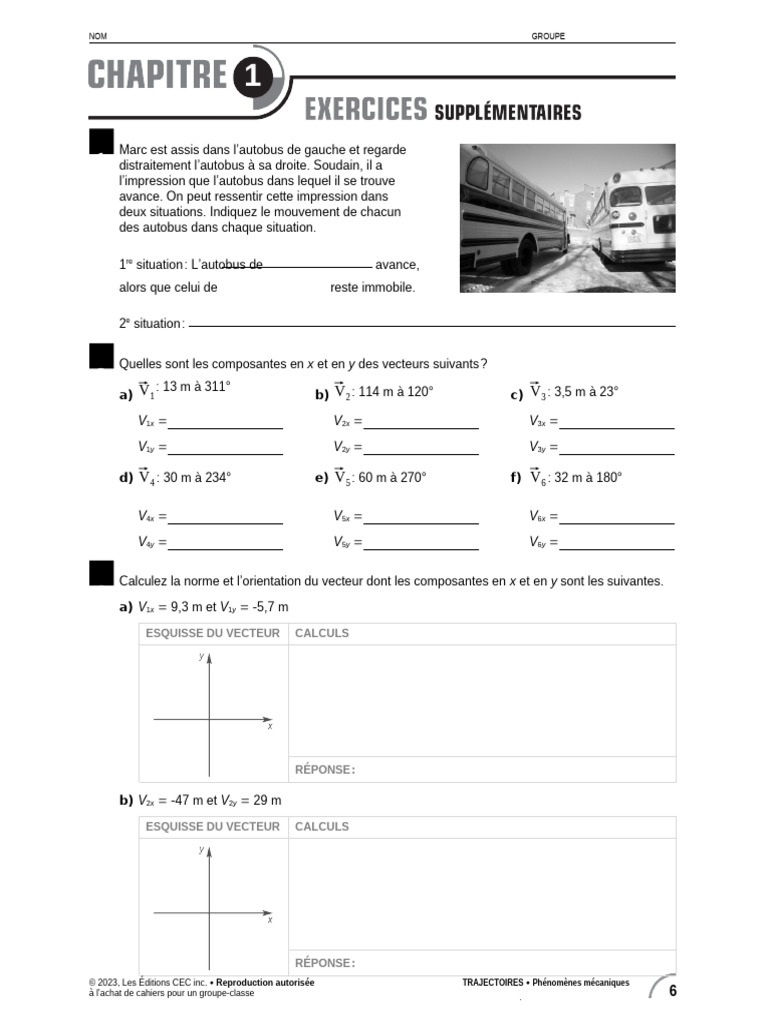 Exercices sur les vecteurs et mouvements | PDF