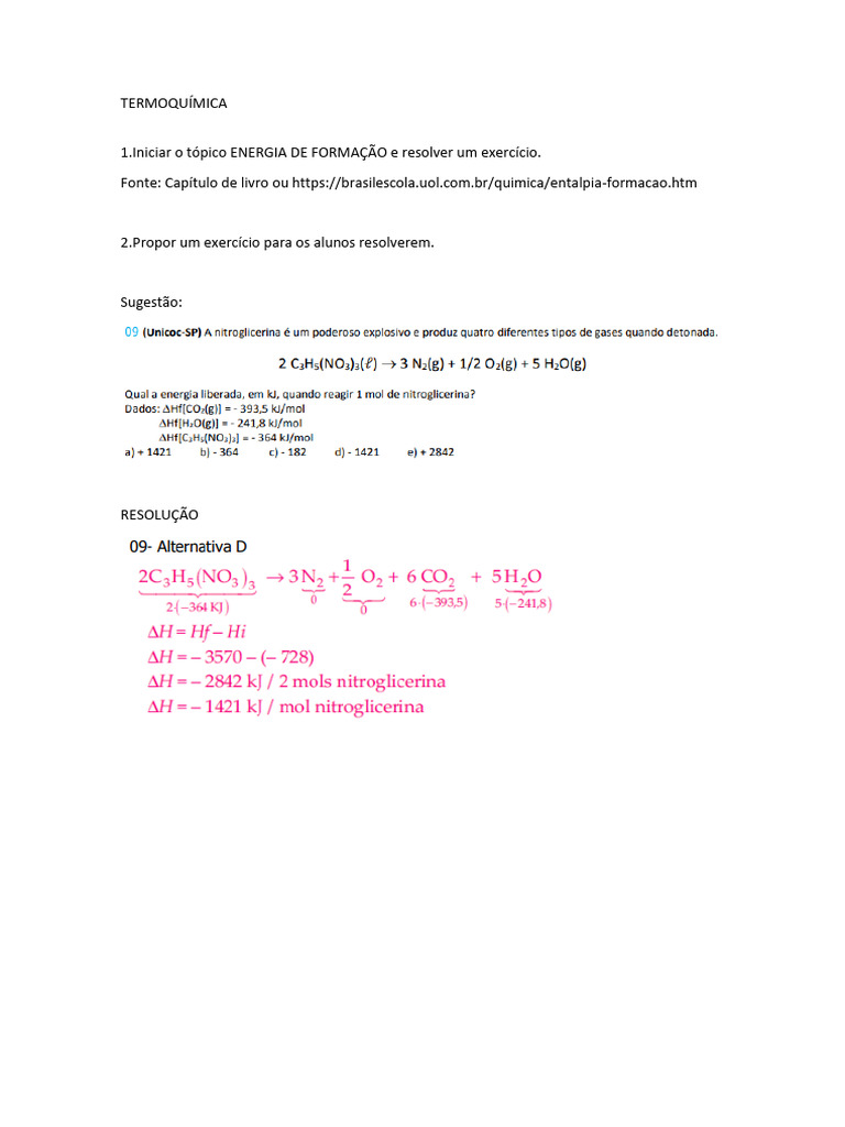 Exercícios de Termoquímica e Entalpia | PDF