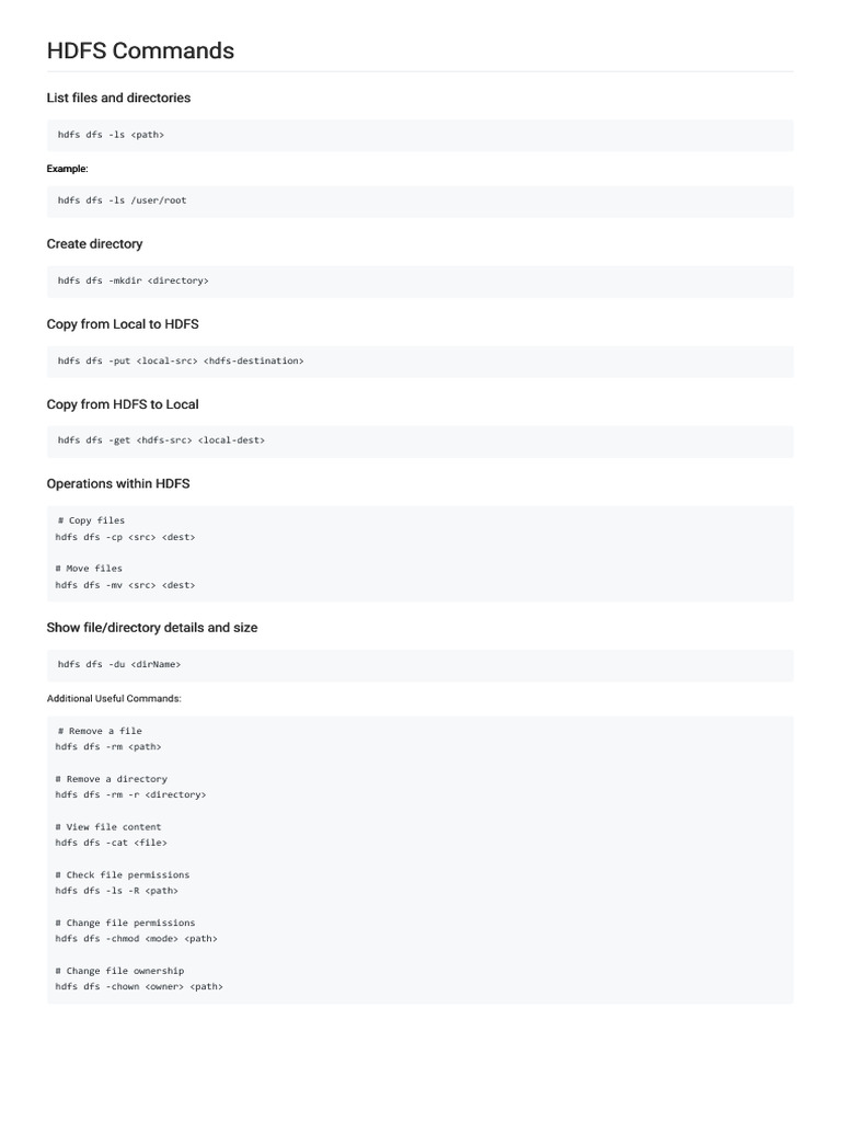 Essential HDFS Command Guide | PDF