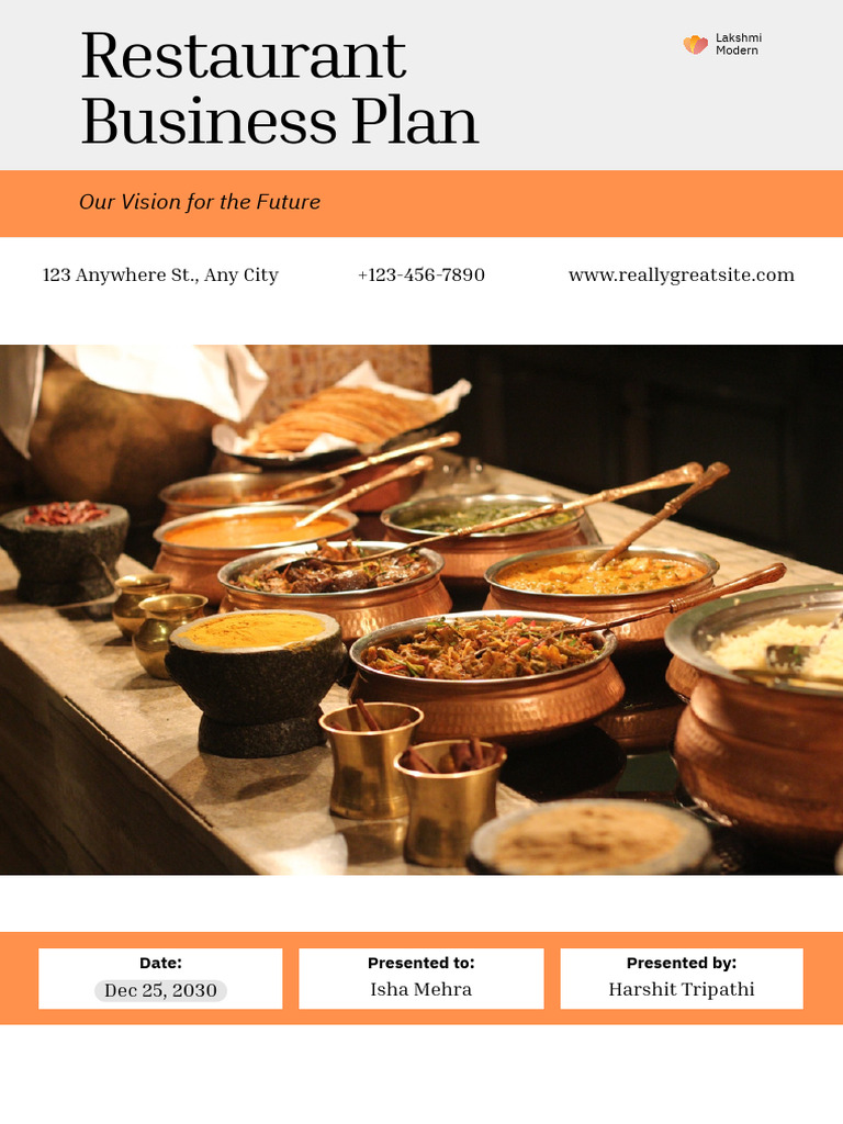 Lakshmi Modern Restaurant Business Plan | PDF | Restaurants | Menu