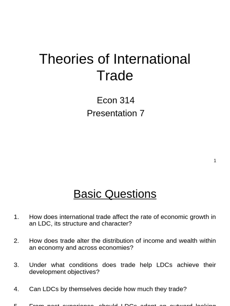 Theories of International Trade Explained | PDF | Comparative Advantage ...