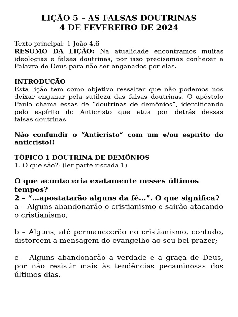 Combate às Falsas Doutrinas | PDF
