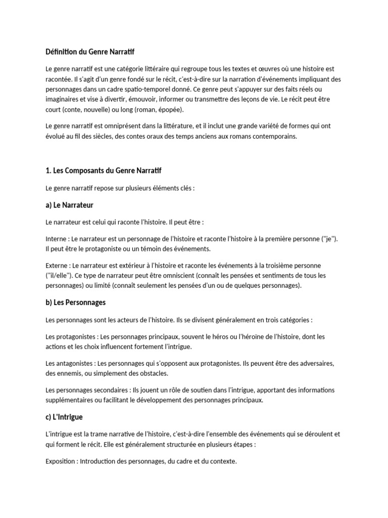 Comprendre le Genre Narratif | PDF | Romans | Nouvelles