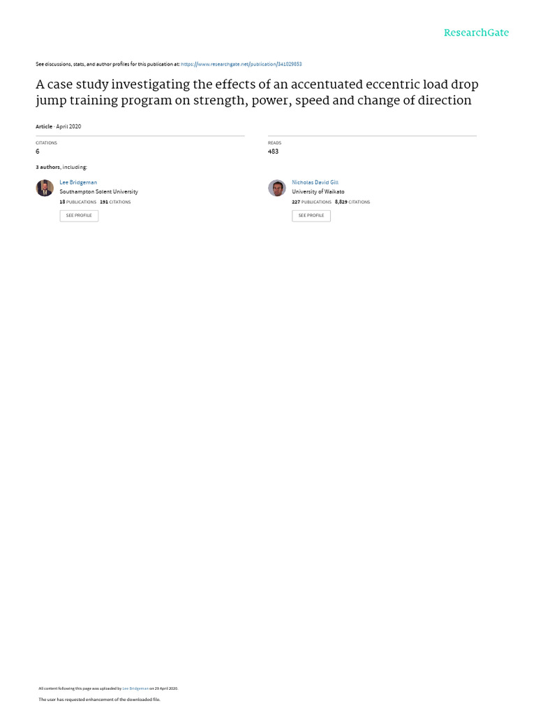 Eccentric Load Drop Jump Training Effects | PDF | Physical Exercise ...