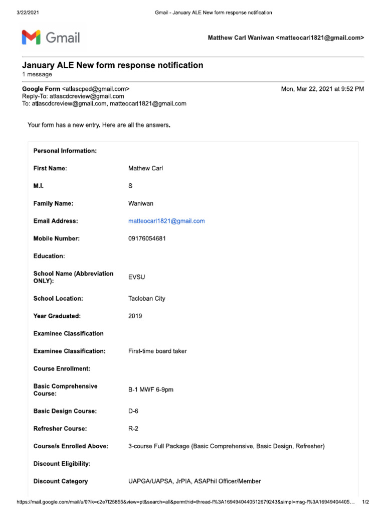 ALE Review Enrollment | PDF