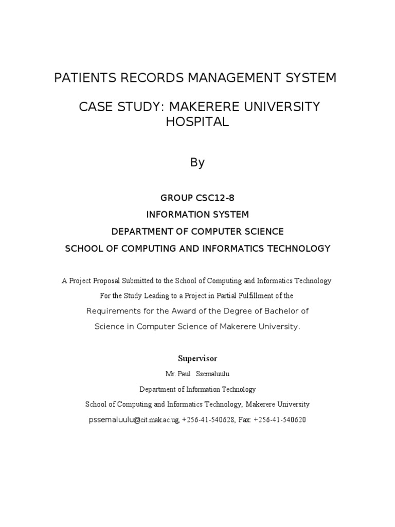 Patient Record Management System Proposal Corrected PDF Databases