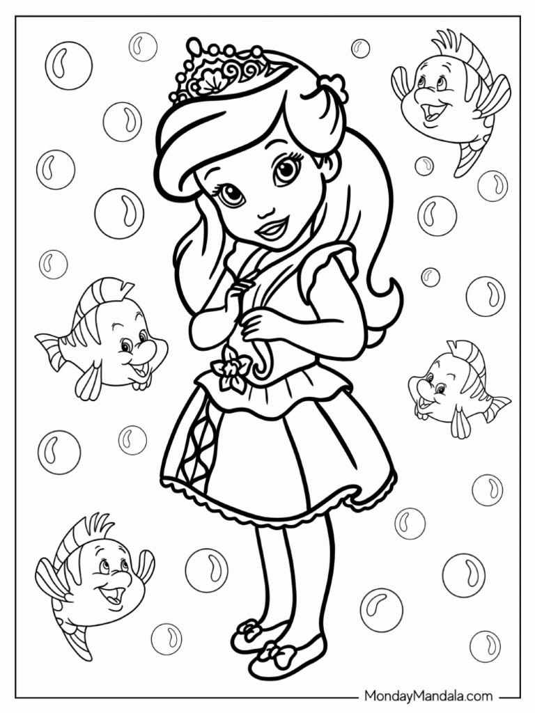 Young Human Ariel Coloring Page | PDF