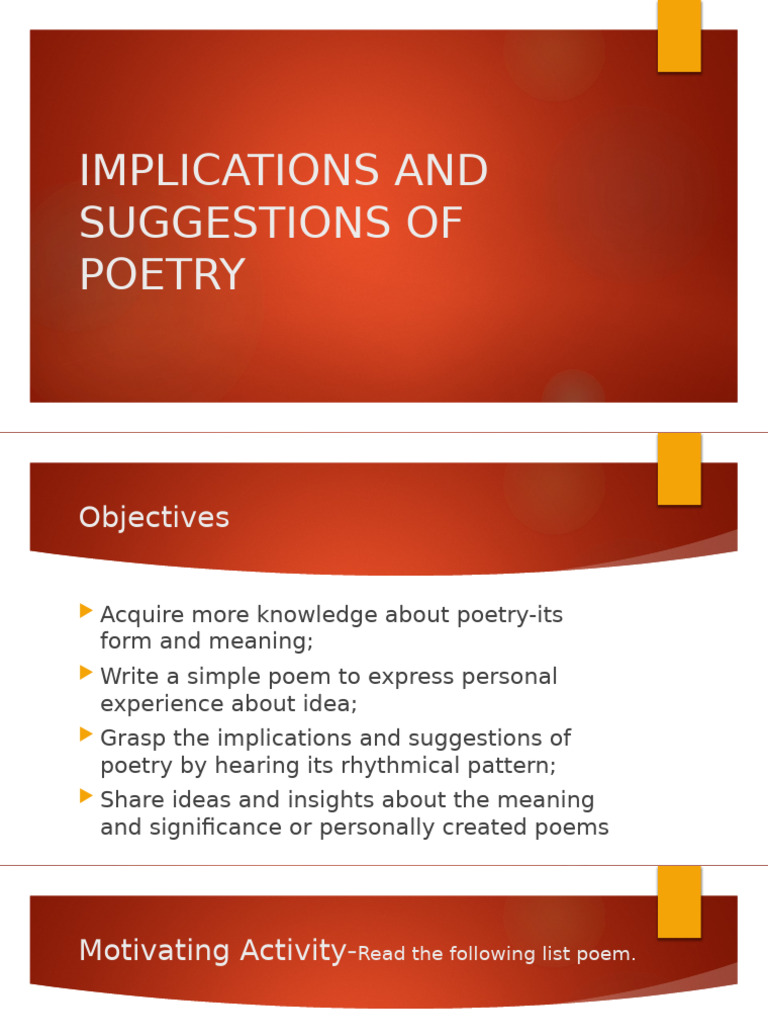 Implications and Suggestions of Poetry | PDF | Poetry | Rhythm