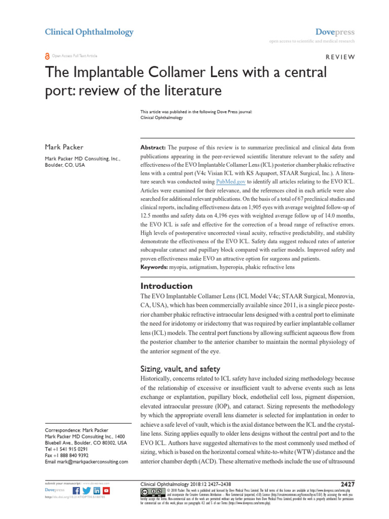 EVO Implantable Collamer Lens Review | PDF | Senses | Ophthalmology