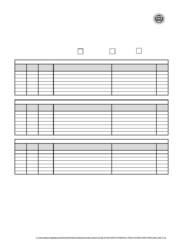 Course Add/Drop Withdrawal Form | PDF | Operating System Families ...