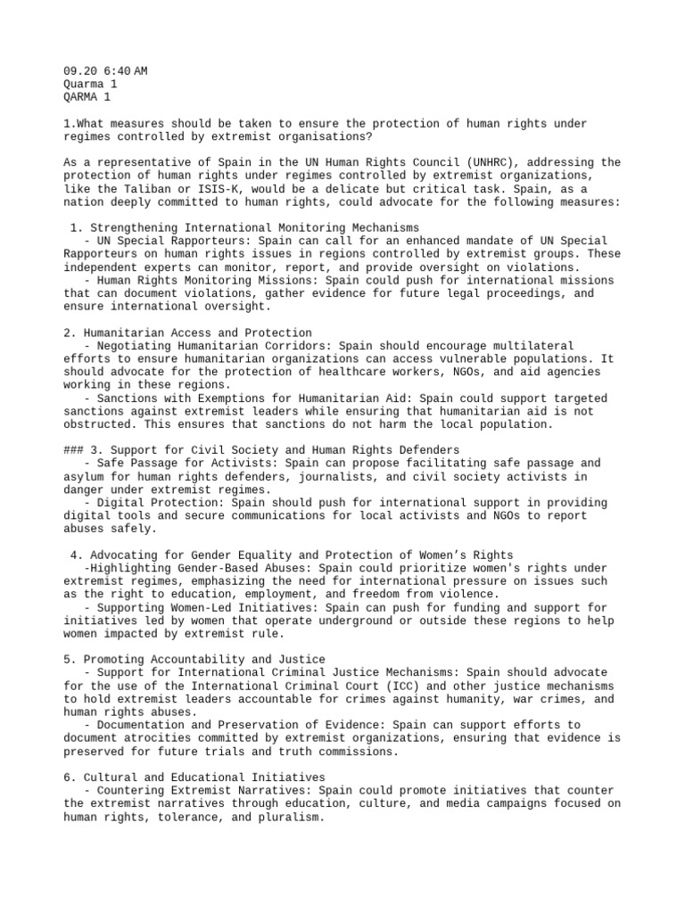 Notes 20240920073605 | PDF | Human Rights | Humanitarian Aid