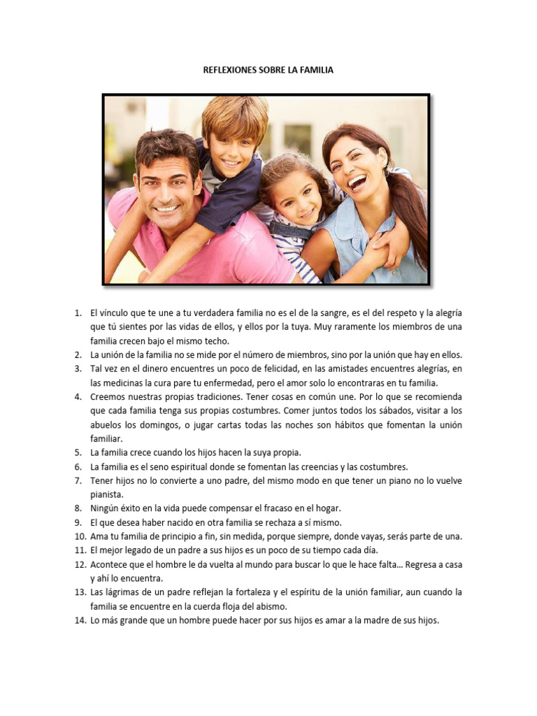 Reflexiones sobre la importancia familiar | PDF | Familia | Amor