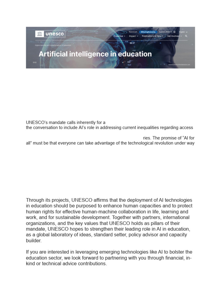 UNESCO Guidance on AI in Education | PDF | Artificial Intelligence ...