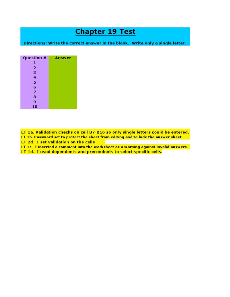 Excel Test: Data Validation Techniques | PDF