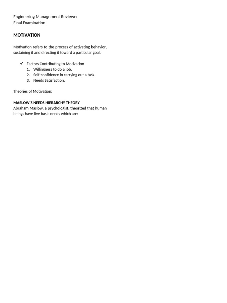 Engineering Management Reviewer | PDF