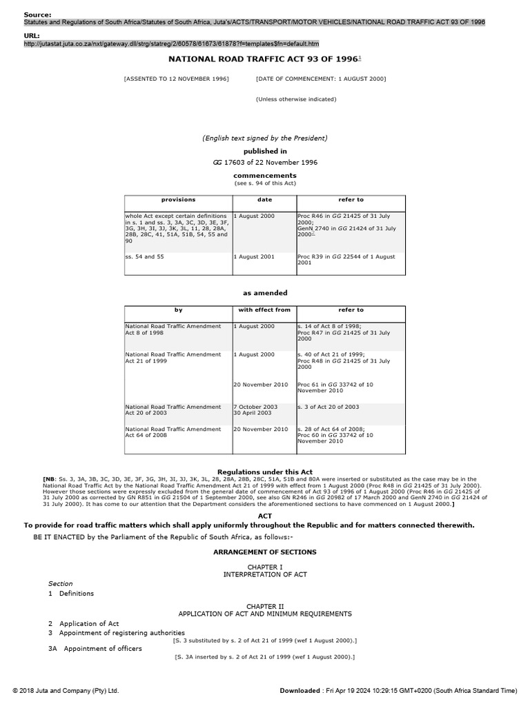 National Road Traffic Act Overview | PDF | Driver's License | Speed Limit