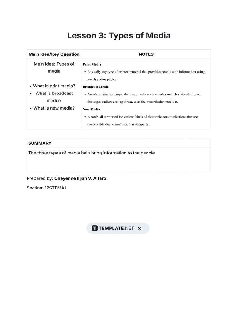 Lesson 3 - Types of Media | PDF