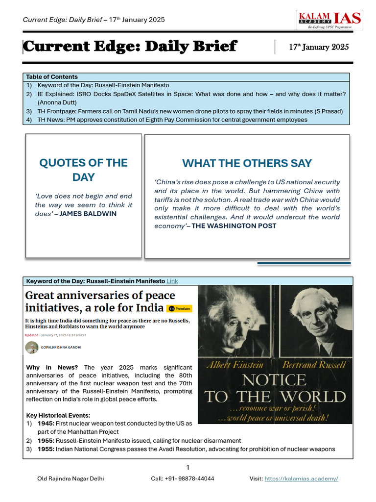 Current Edge Daily Brief 17th January 2025 Pdf Docking And Berthing