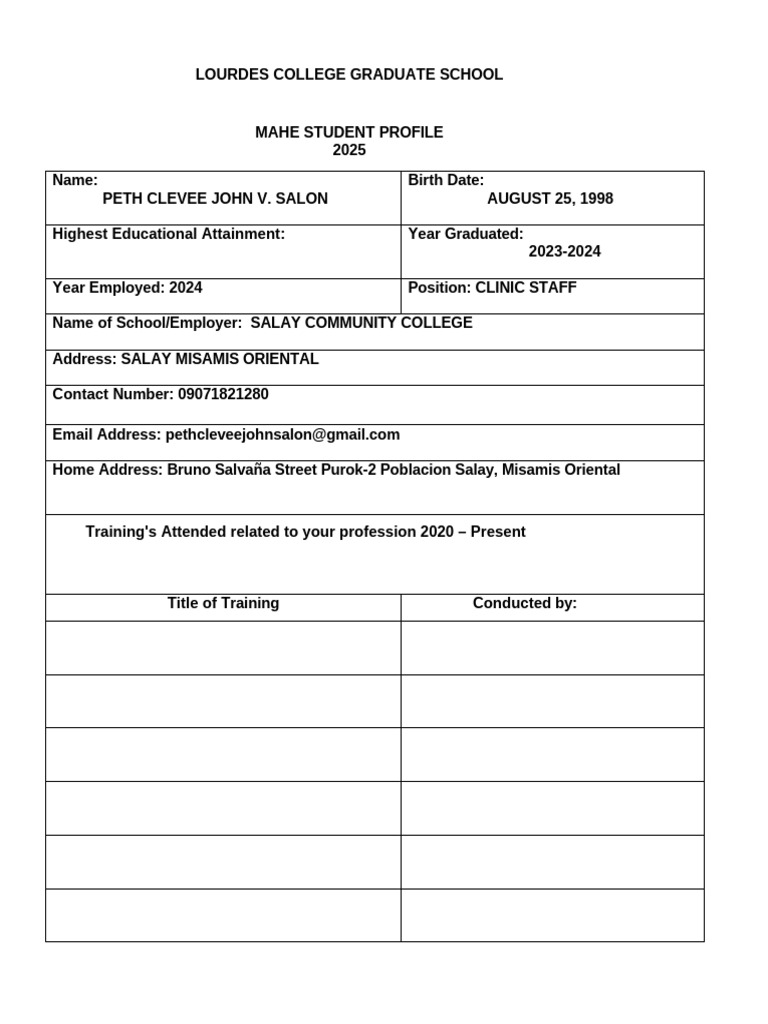 MAHE Student Profile 2025 | PDF