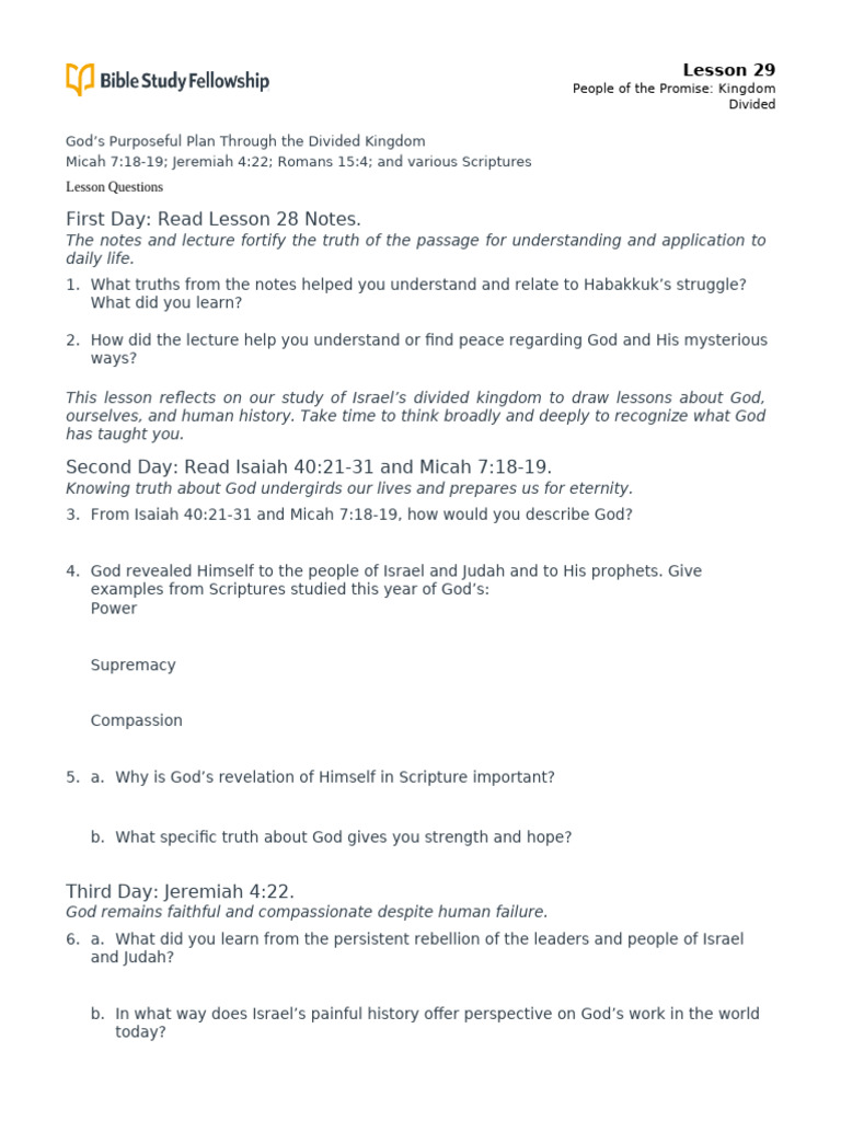 Bible Study Reflection Questions | PDF | Book Of Isaiah | Religious ...