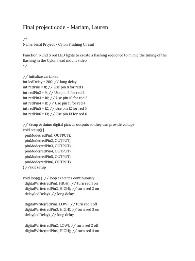 Cylon Flashing LED Circuit Code | PDF