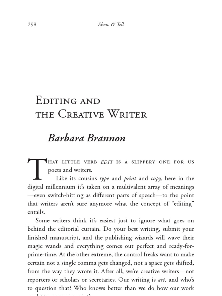 Editing and The Creative Writer Final | PDF | Copy Editing | Editing