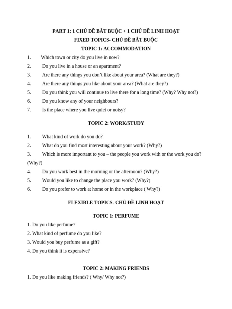 IELTS Speaking Topics and Questions Guide | PDF