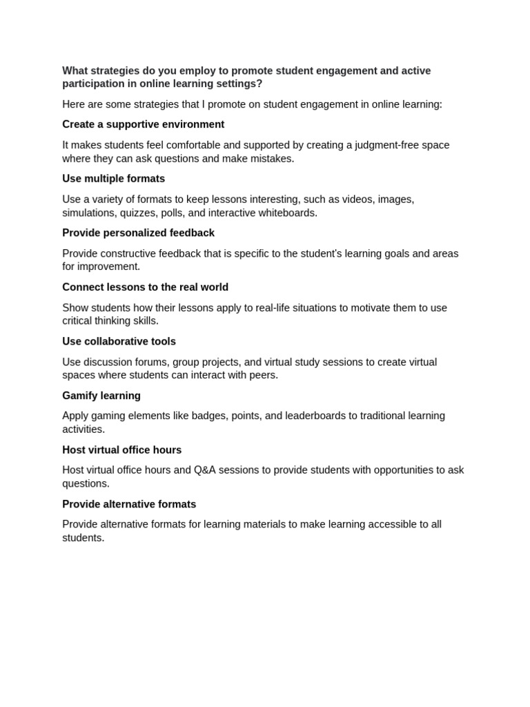Strategies for Engaging Online Learners | PDF