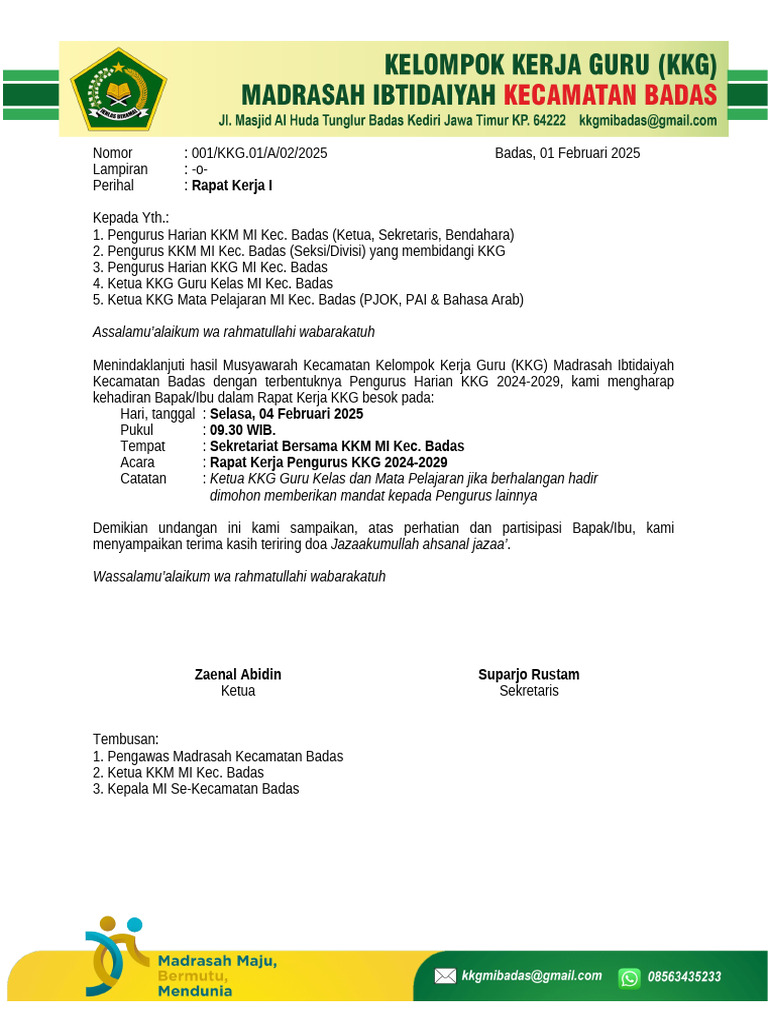 01. Undangan Raker I KKG | PDF